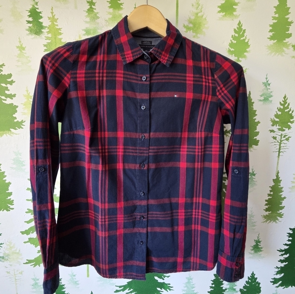 Tommy Hilfiger Red and Black Plaid Shirt